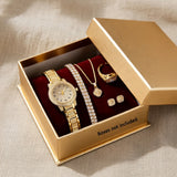 6 Pcs Women's Luxury Watch Set | Elegant Watch & Jewelry Gift Set