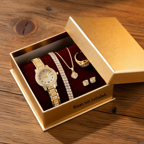 6 Pcs Women's Luxury Watch Set | Elegant Watch & Jewelry Gift Set